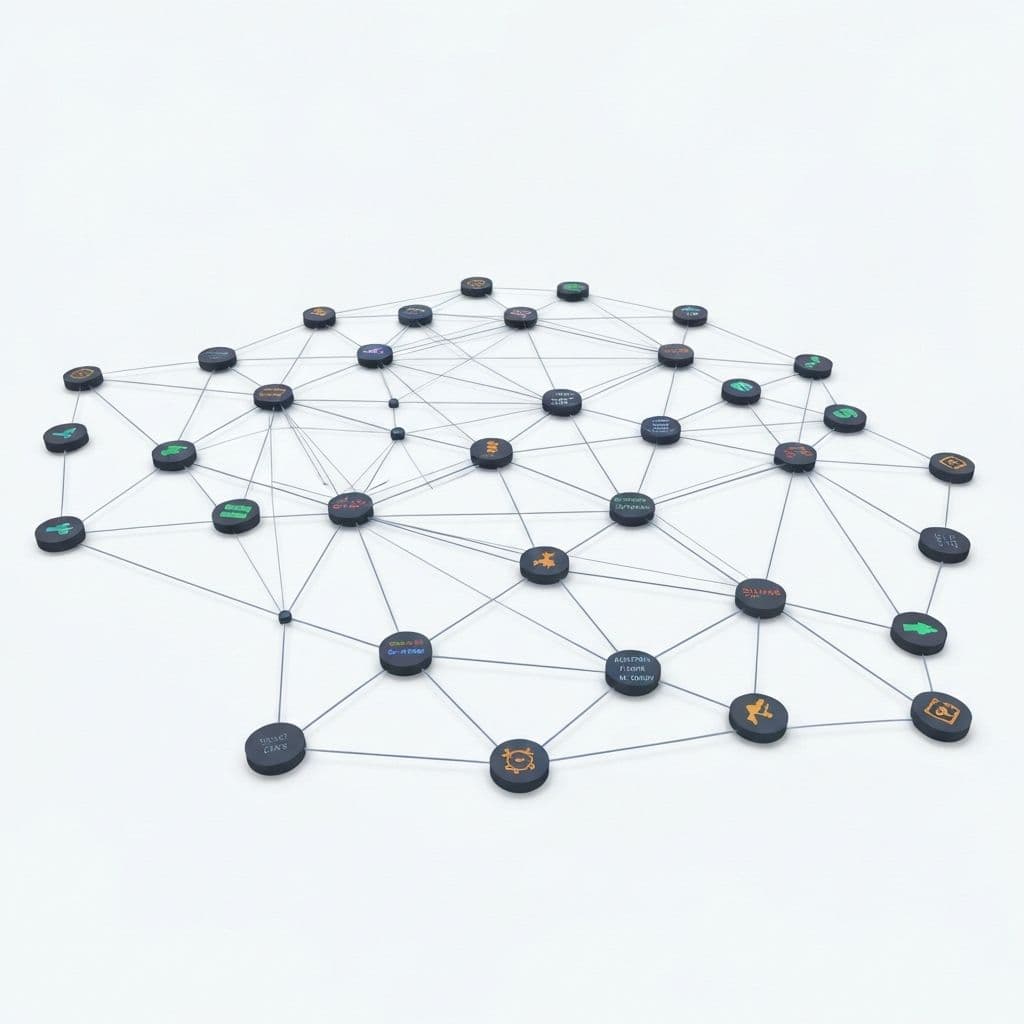 Blockchain transaction graph showing interconnected nodes and transaction flows