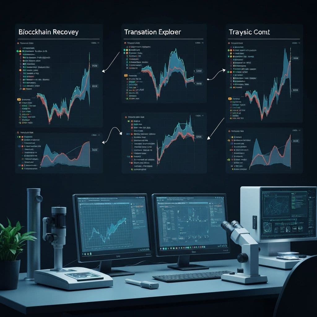 Bitcoin recovery and blockchain tracing visualization with forensic analysis tools